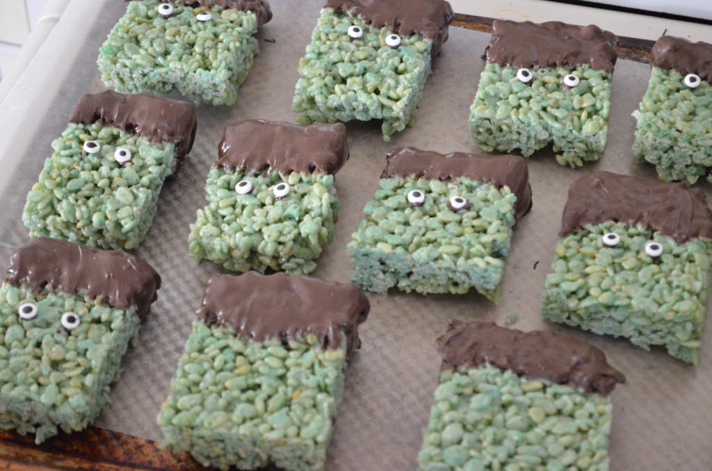 Frankenstein rice krispie treats from scratch with maria provenzano
