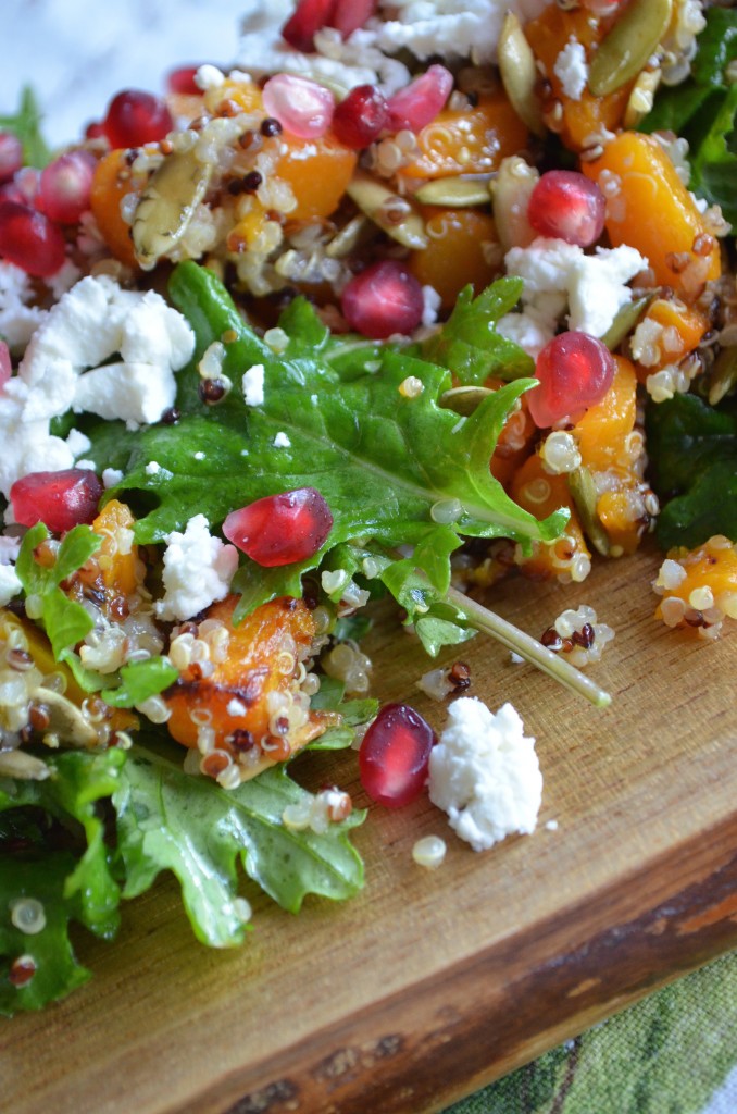 Butternut Squash and Kale Salad With Pomegranate, Pumpkin Seeds, and Goat Cheese From Scratch With Maria Provenzano