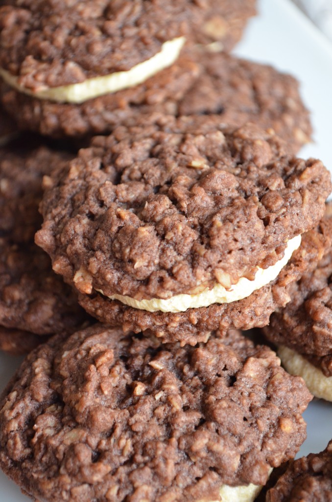 Chocolate Oatmeal Cream Pies With Pumpkin Spiced Frosting