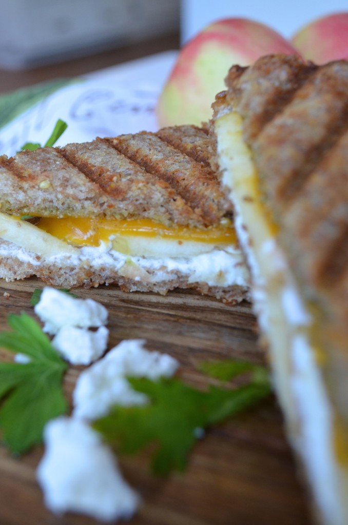Goat Cheese, Cheddar, Apple, and Pesto Panini from scratch with maria provenzano