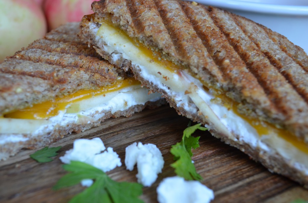 Goat Cheese, Cheddar, Apple, and Pesto Panini from scratch with maria provenzano